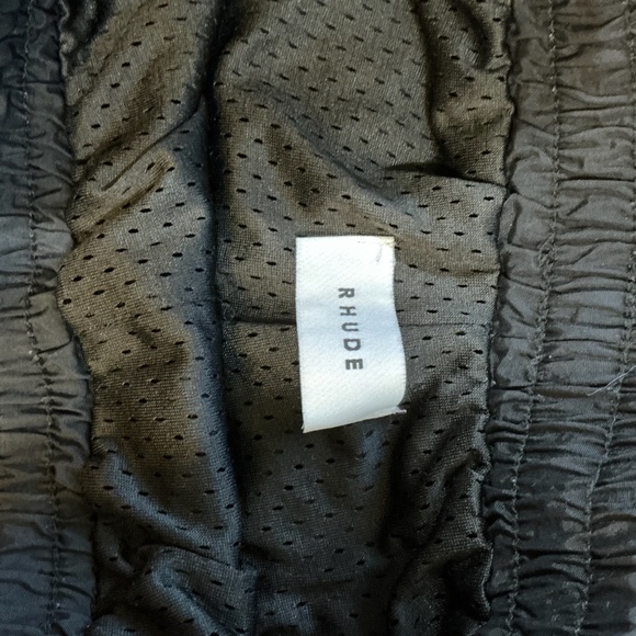 Rhude  Cross Hair Black Nylon Logo Shorts Men’s Medium Drawstring - Picture 9 of 11